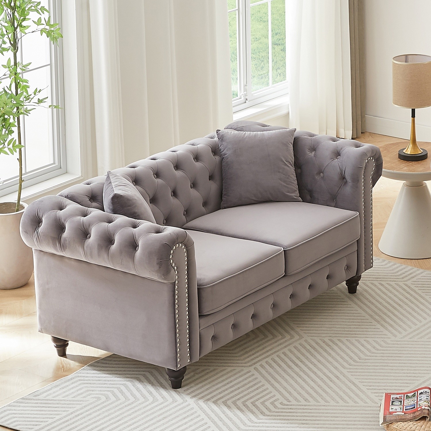 63.5'' Loveseat Sofa 2-Seater Velvet Upholstered Sofa Couch Living Room Sofa