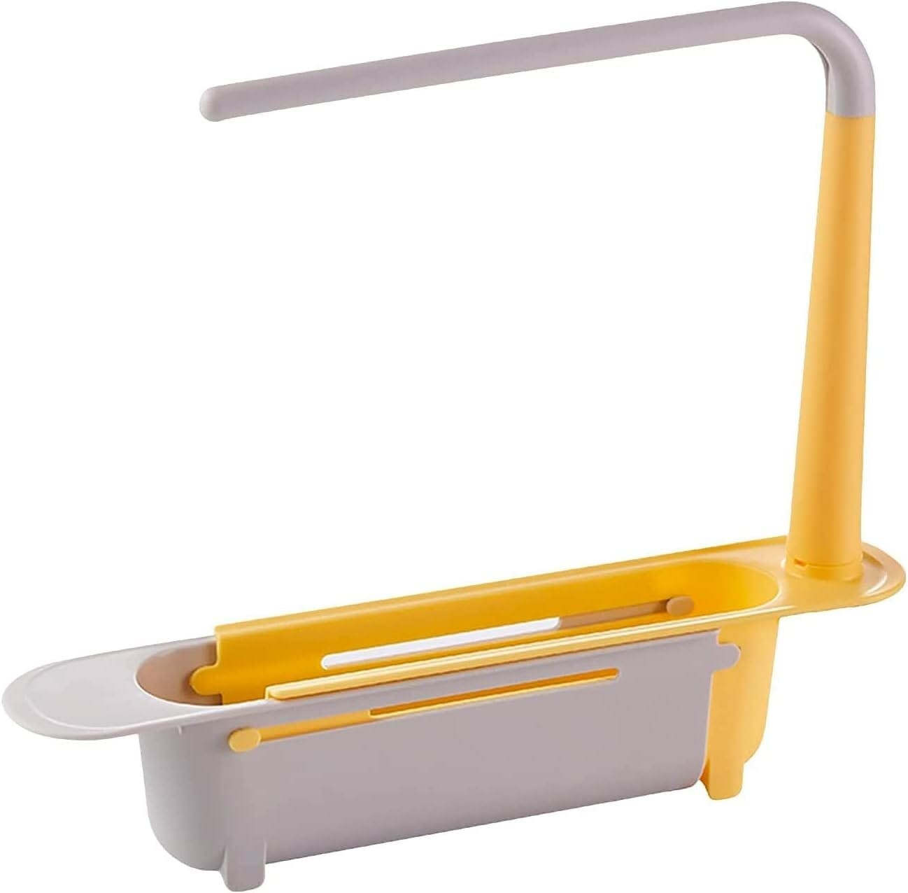 Telescopic Sink Storage Rack,Adjustable Length, Drain Basket Plastic and Sponge