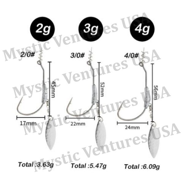 10 Pack Underspin Jig Heads Swimbait Hooks Spinner Blades Weighted Fishing Hooks