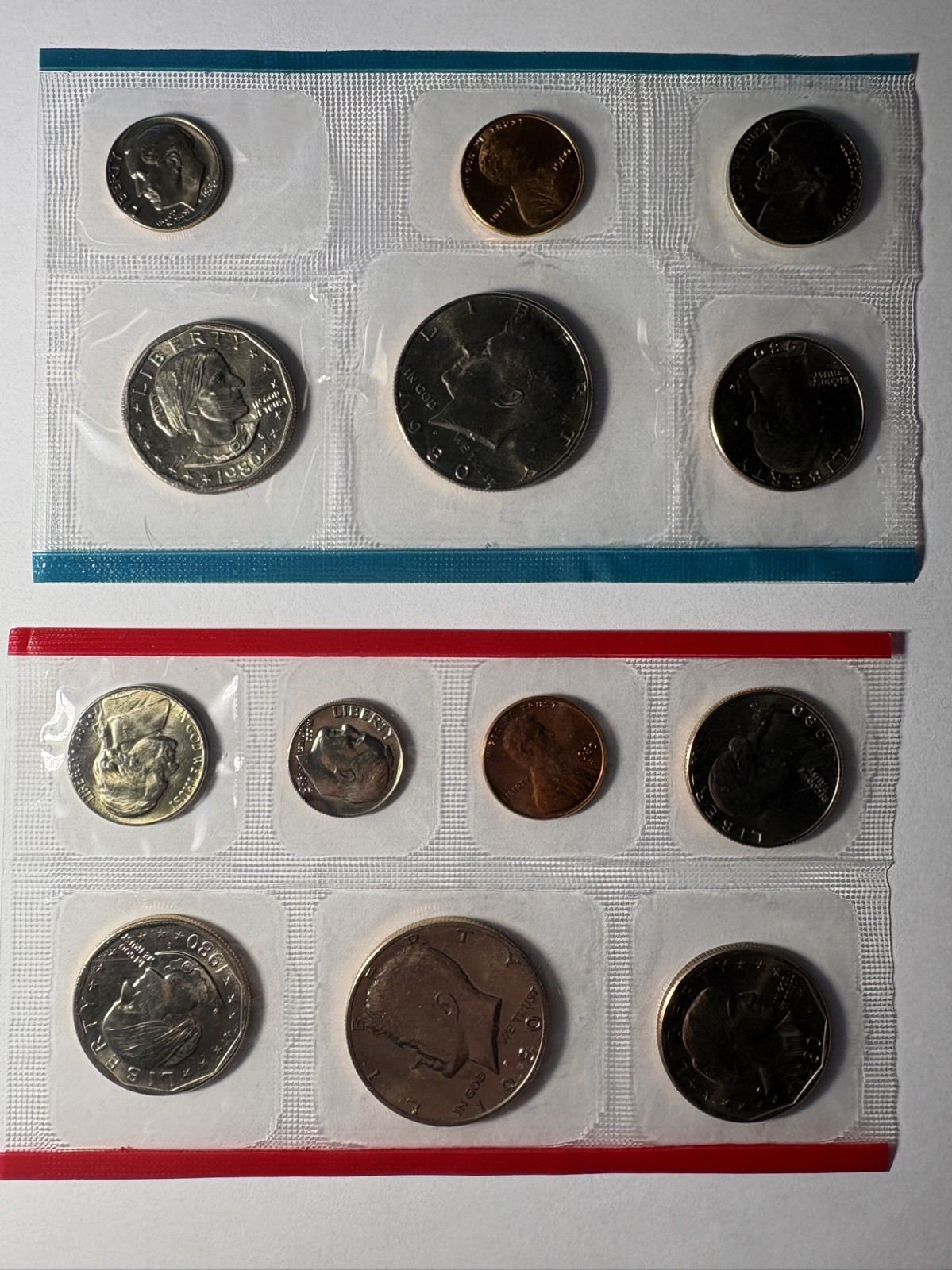 U.S. Mint 1980 Uncirculated Coin Set with Original Envelope and Packaging