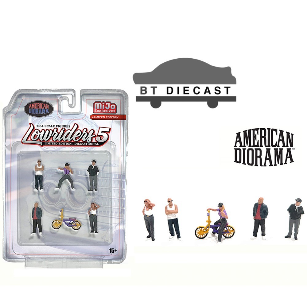 AMERICAN DIORAMA 1/64 DIECAST FIGURES SET LOWRIDERS LOW RIDERS 5 AD-2427
