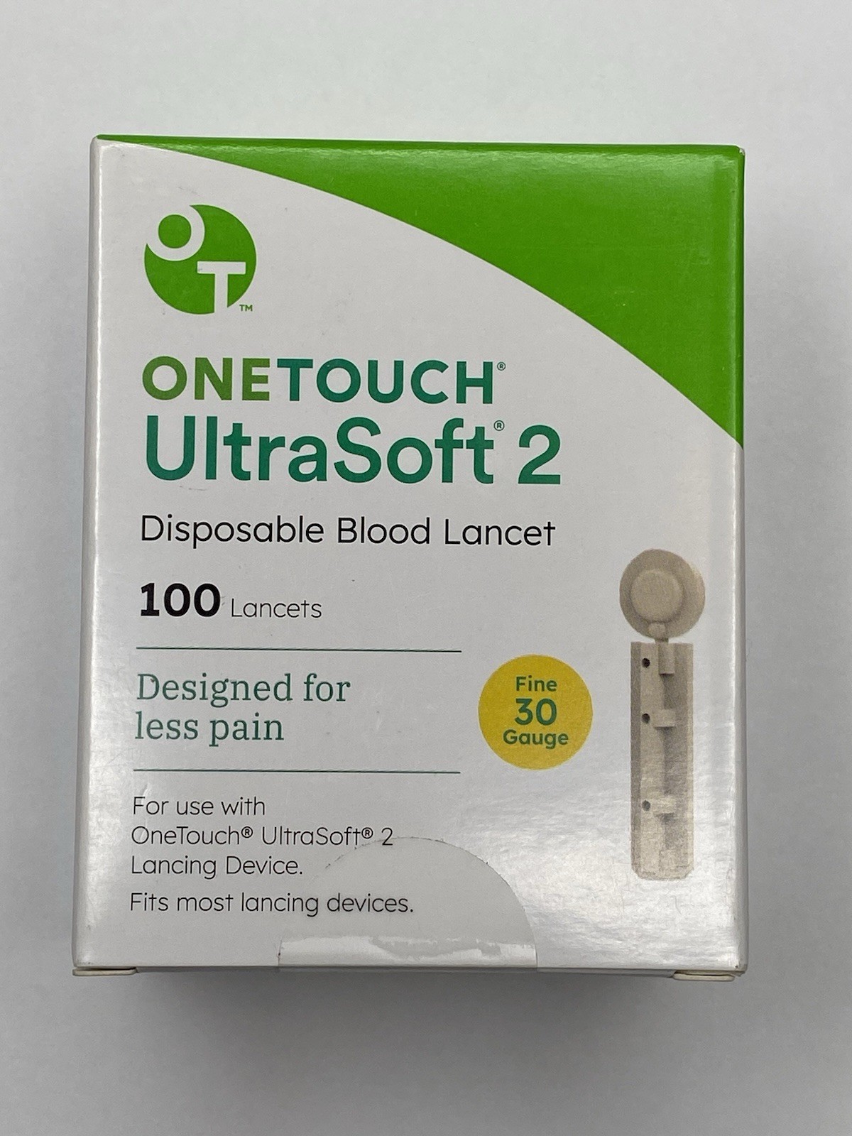 OneTouch Ultrasoft 2 Disposable Blood Lancets 100 Count Fine 30 Guage New