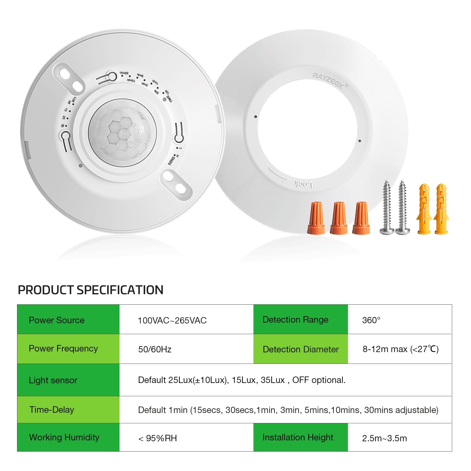 Ceiling Sensor Light Switch,360 Degree Occupancy Sensor,10A 120V Hardwired Mo...