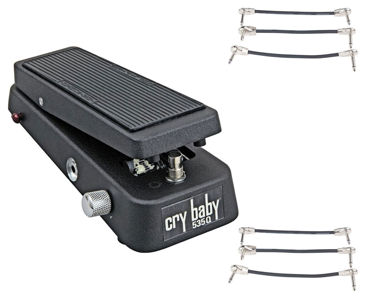 Dunlop 535Q Crybaby Series Wah Pedal + 2x Gator Patch Cable 3 Pack