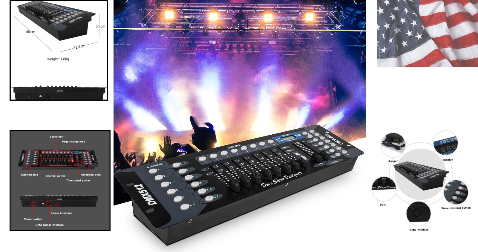 192 DMX DJ Controller - LCD Display DMX Controller for DJ Lights, Pubs, Night...