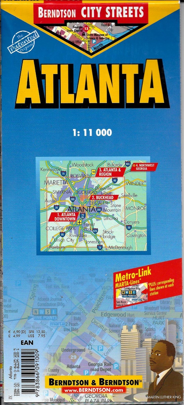 Map of Atlanta, Georgia, USA, Laminated & Folded by Berndtson Maps