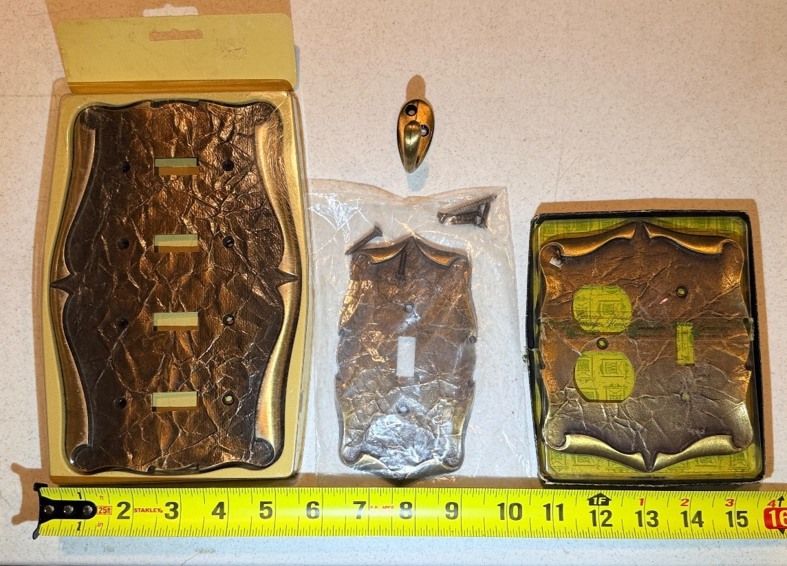 Lot of Vintage 70's Antique Brass Amerock Carriage House Collection Wall Plates