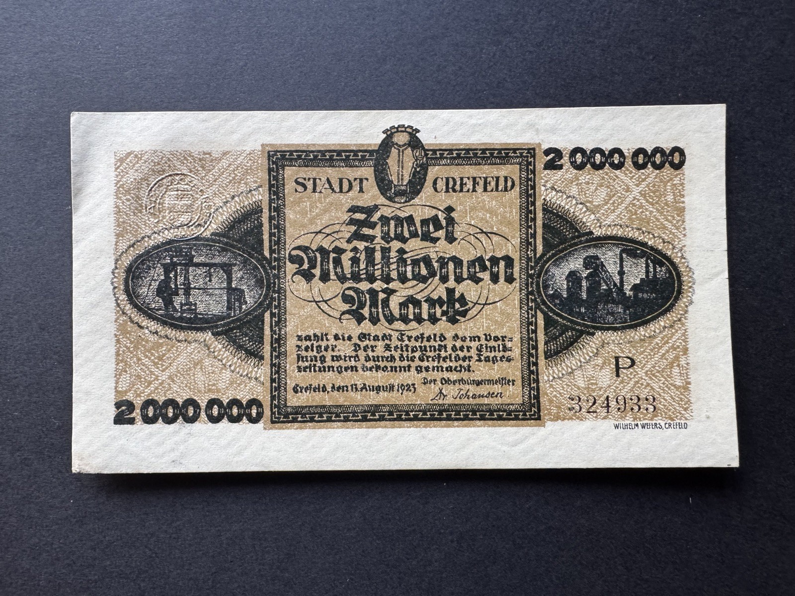 German, 2000000 mark, 1923 Banknote