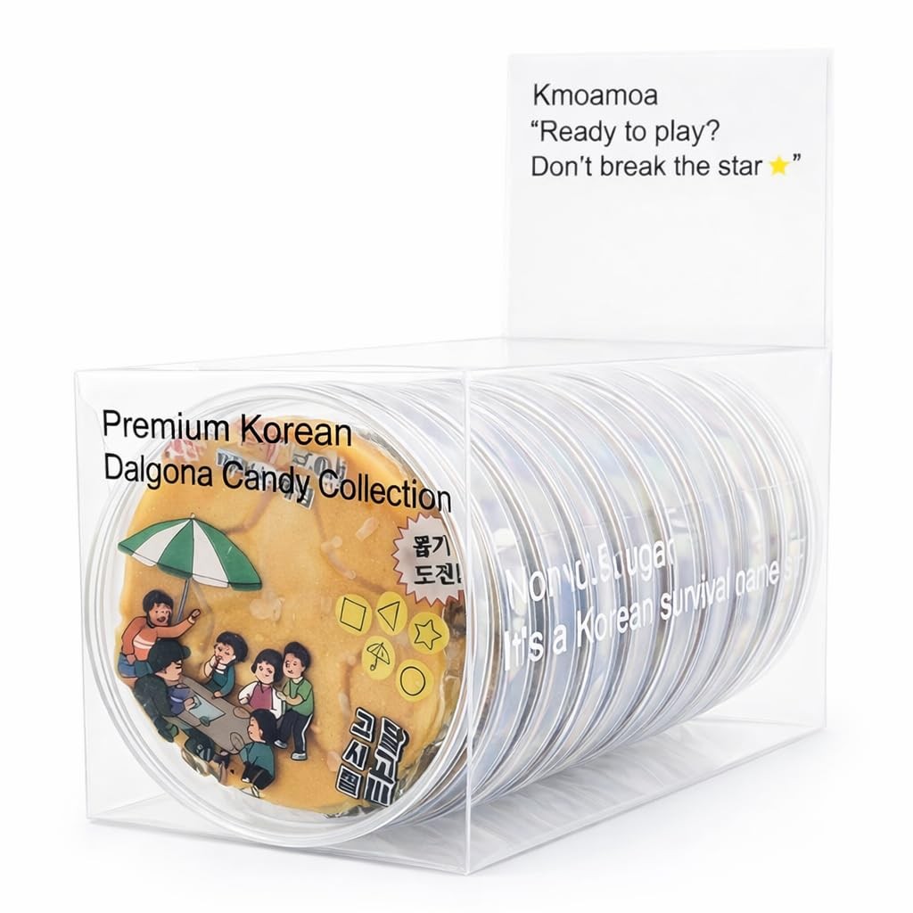 Korean Dalgona Candy 10Pack Box Set – Handmade Honeycomb Hard Candy Snack | T...