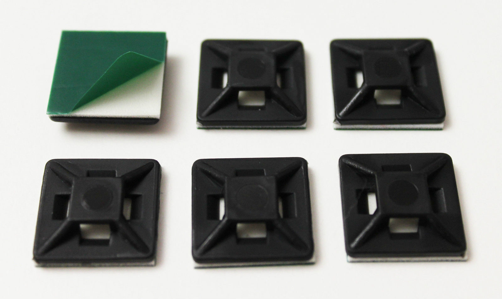 6pcs Adhesive Base 19x19mm Black UV Resistant Self Adhesive Cable Holder