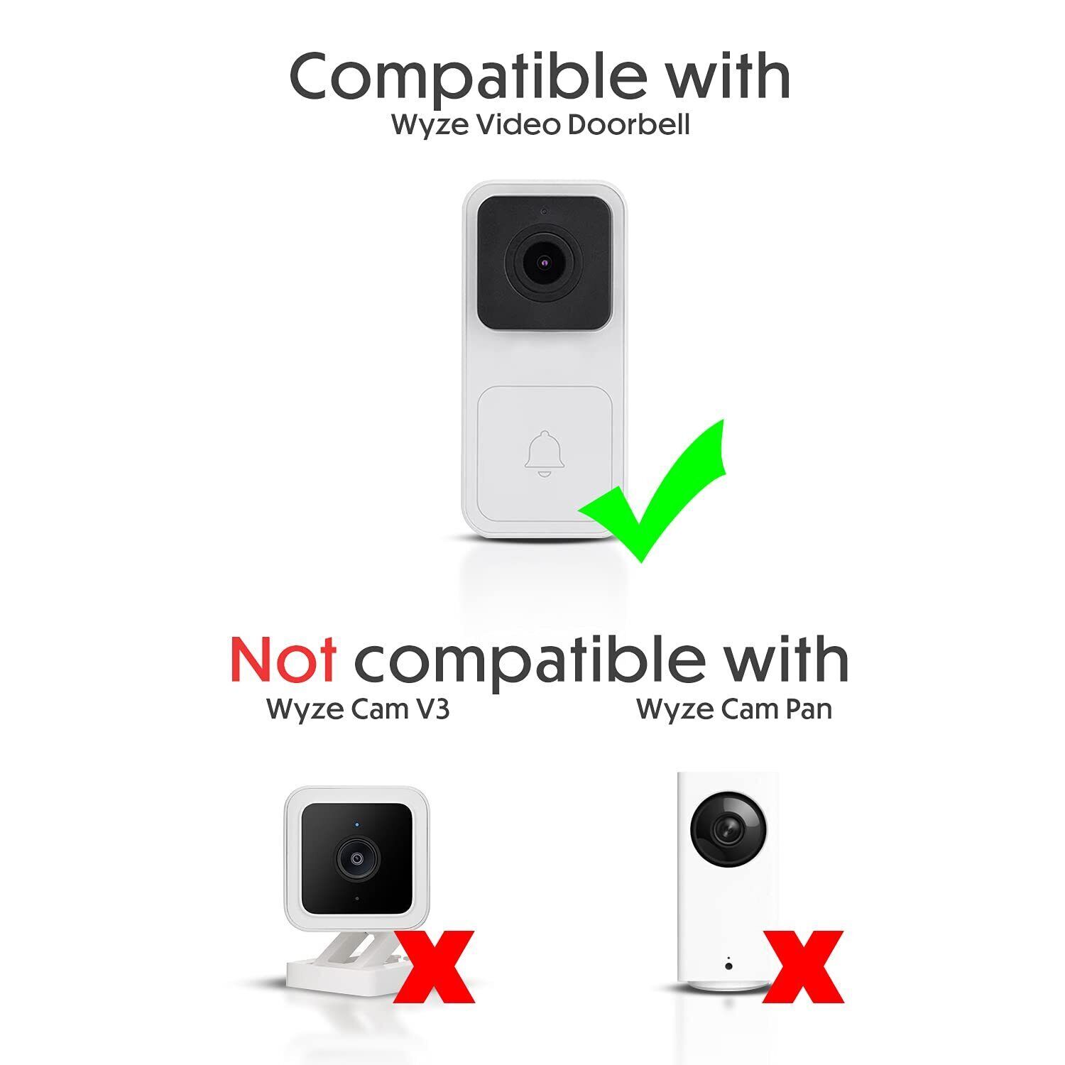 Wall Plate Mounting Bracket for Wyze Video Doorbell (White)