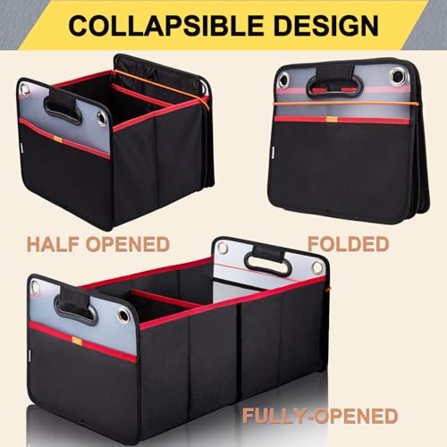 Car Trunk Organizer, Collapsible Auto Trunk X-Large Rectangular Black/Red