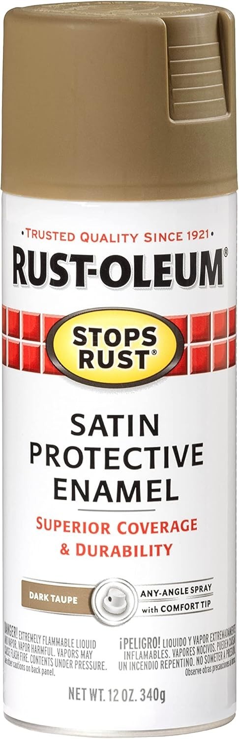 Rust-Oleum 241238 Stops Rust Spray Paint, 12 Oz, Satin Dark Taupe