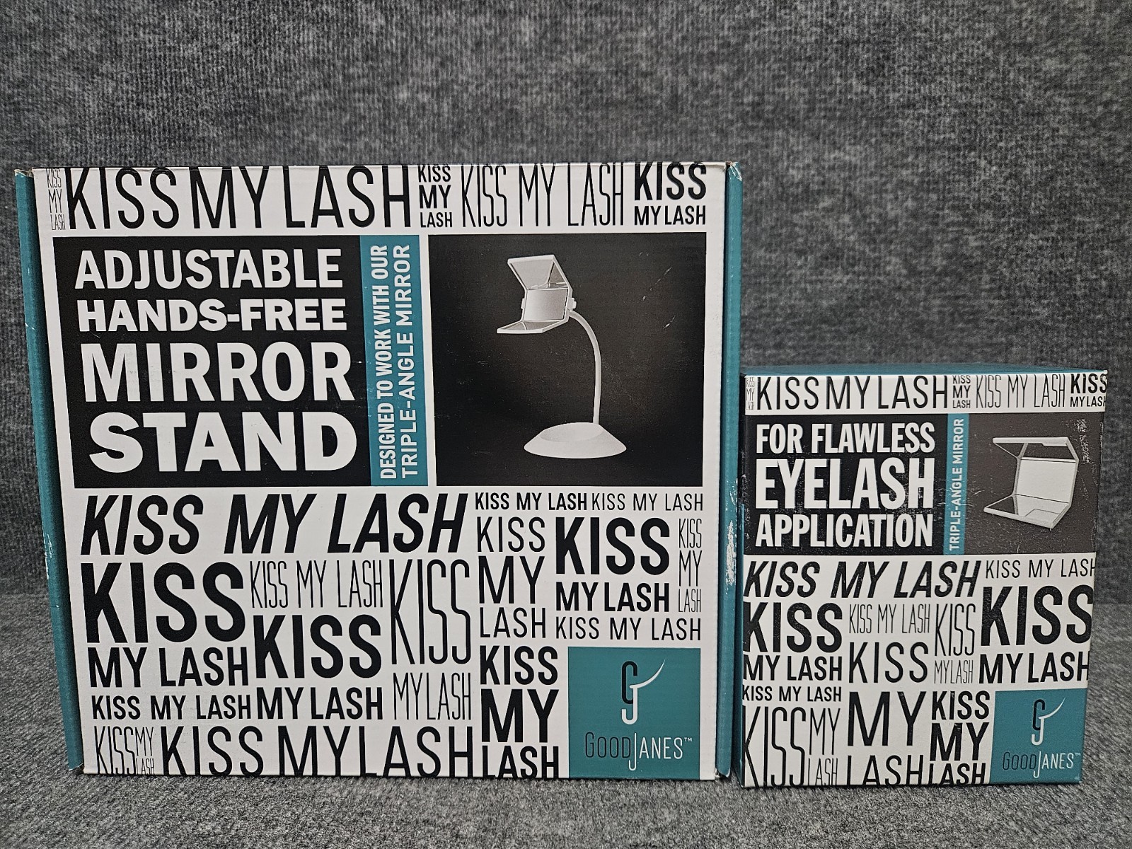 Good Janes Kiss My Lash Adjustable Hands-Free Mirror Stand w Triple-Angel Mirror