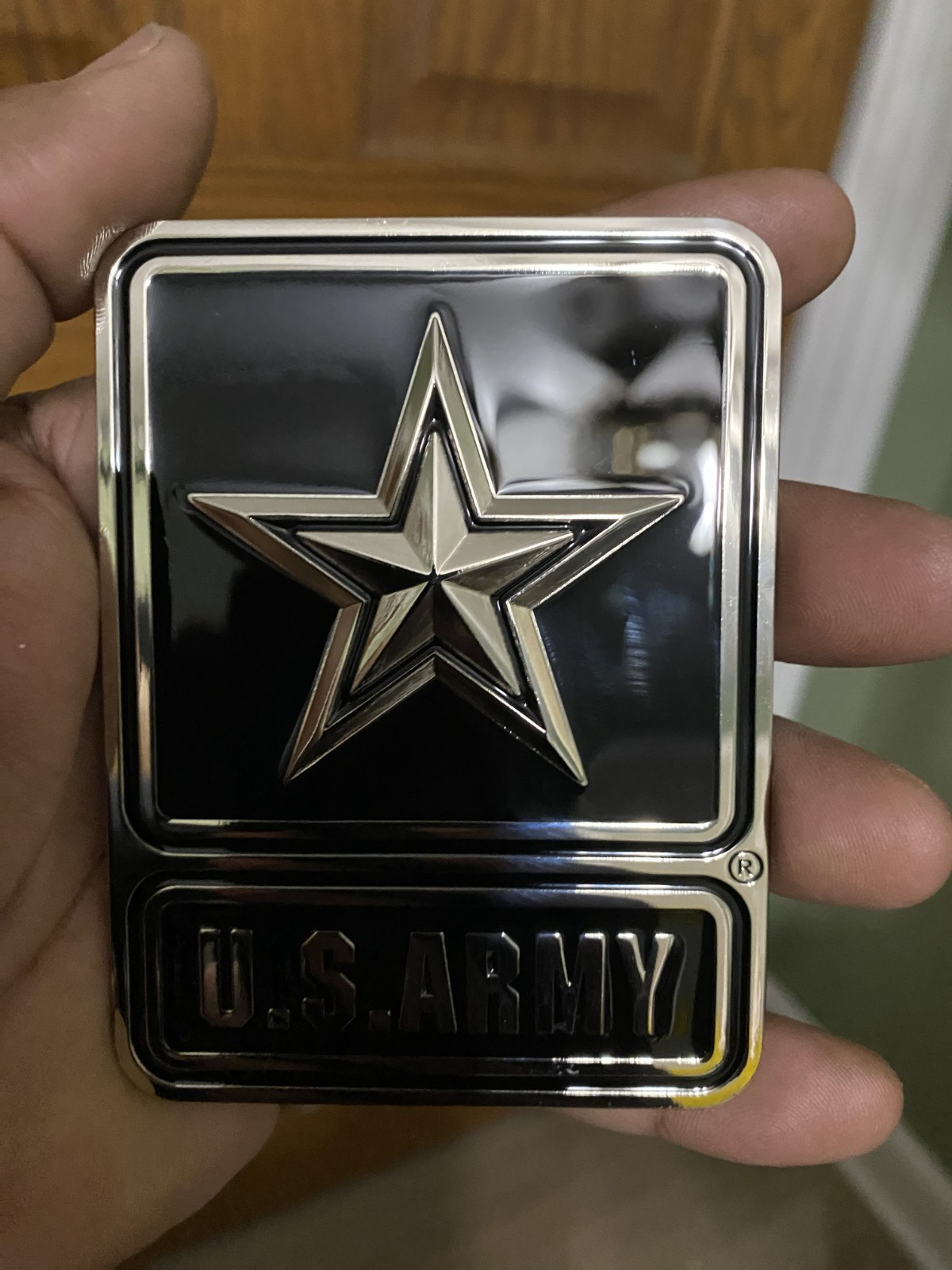 US Army 3D Emblem Metal Black and Chrome
