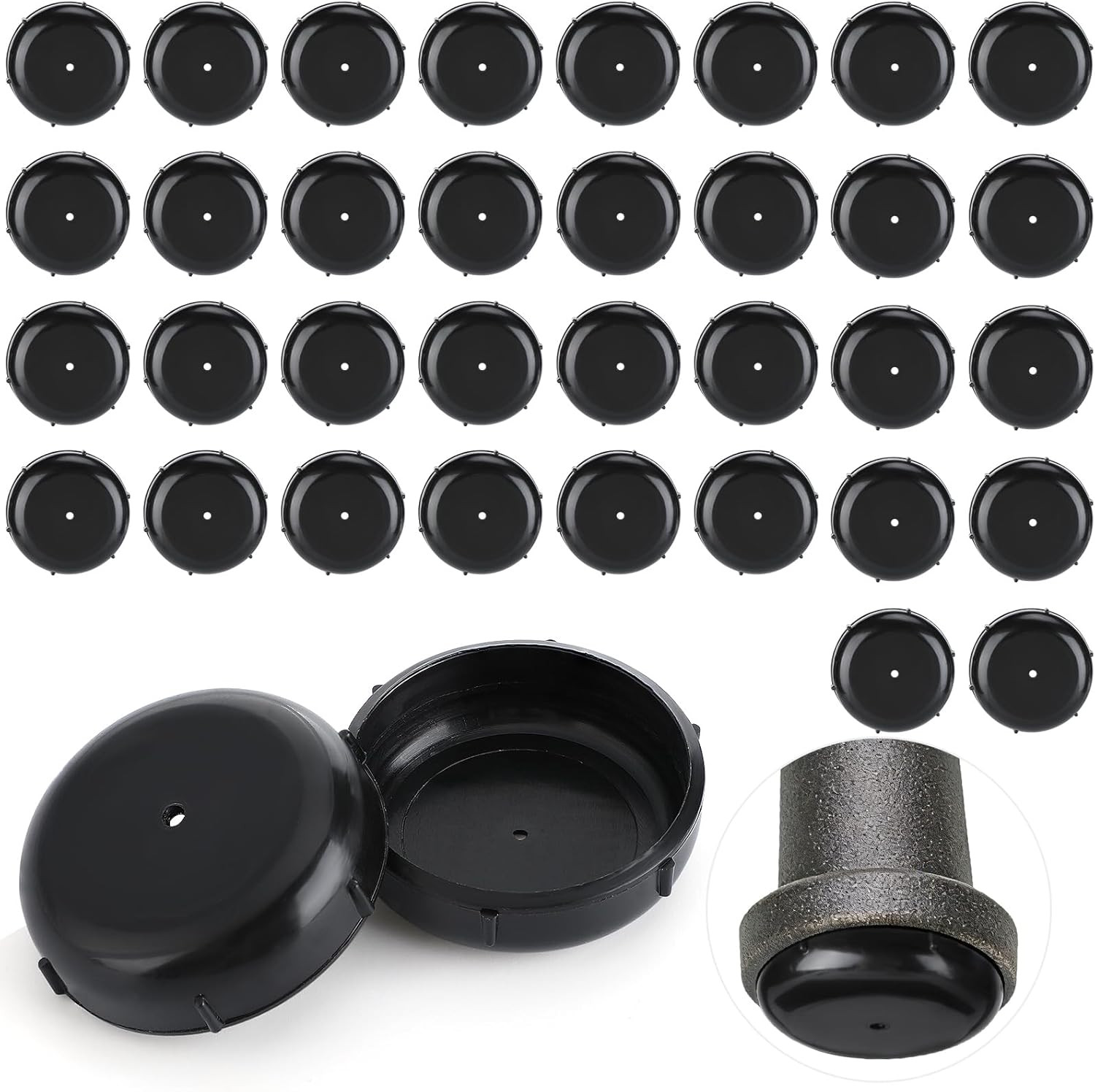 1.5" Patio Furniture Glides - 36 Pack Wrought Iron Chair Table Legs Feet Caps Ou