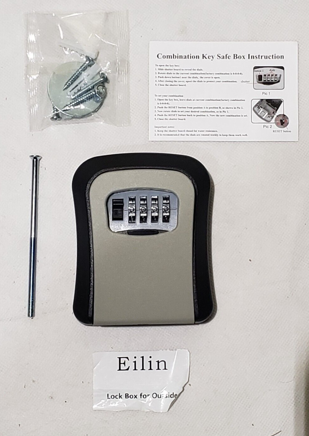 4 Digit Combination Key Lock Box Wall Mount Safe Security Storage Case Eilin