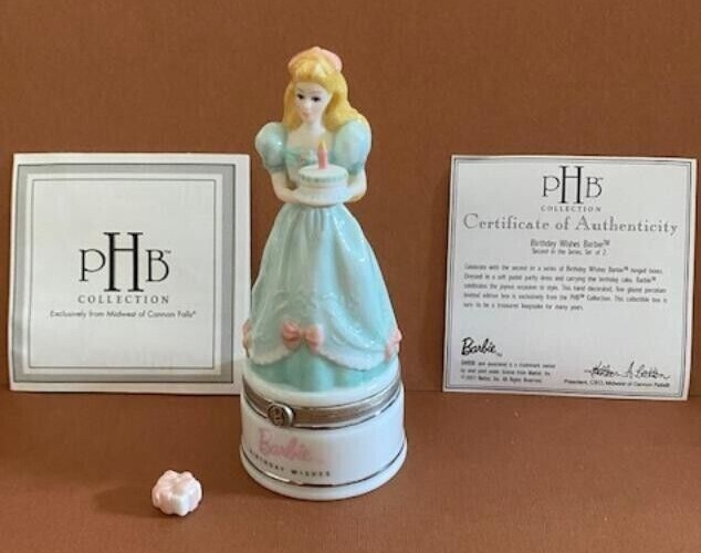 Birthday Wish Barbie hinge box w/ Present trinket - Retired PHB