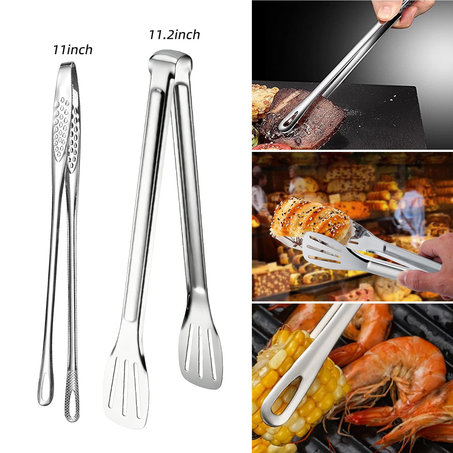 Premium Metal BBQ Tongs – Non-Slip,Heat-Resistant for Grilling,Serving & Cooking