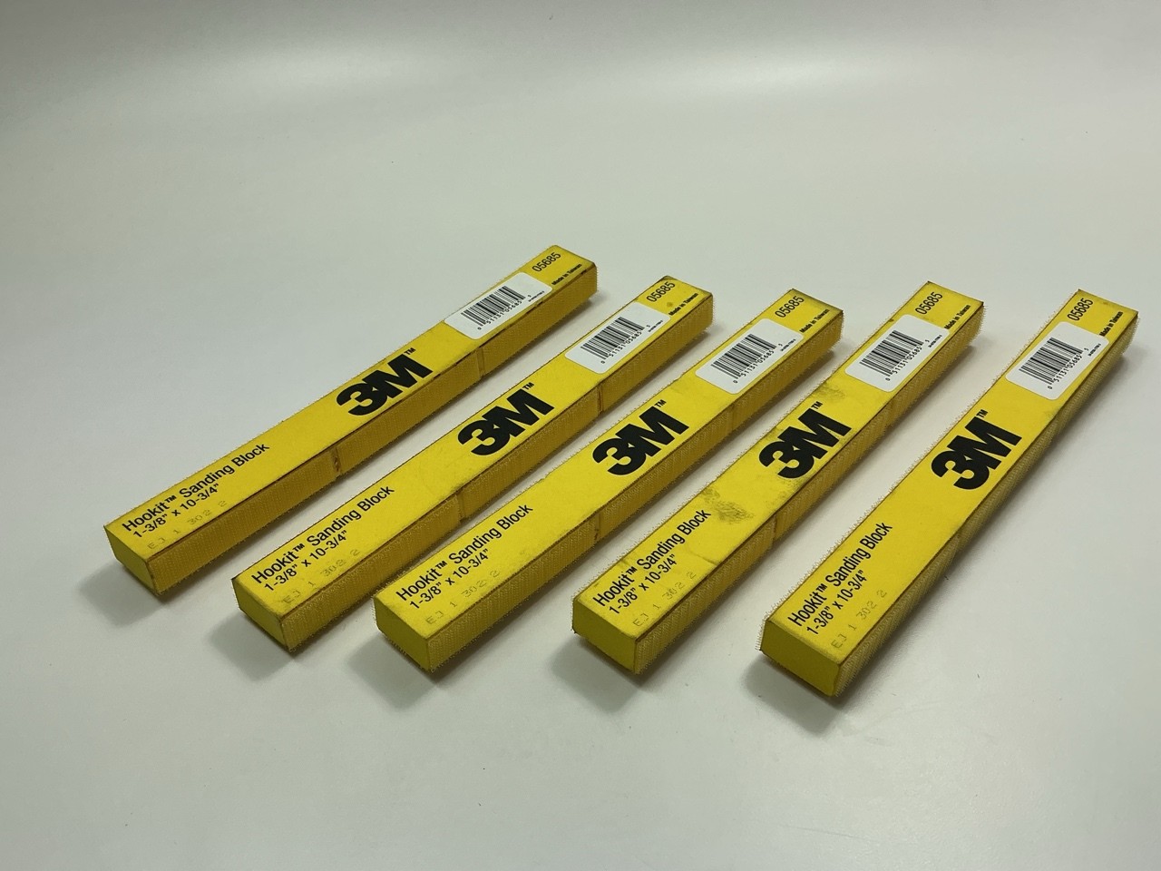 (5) 3M 05685 Hookit Sanding Block, 10-3/4" L X 1-3/8" W, Hook & Loop Attachment