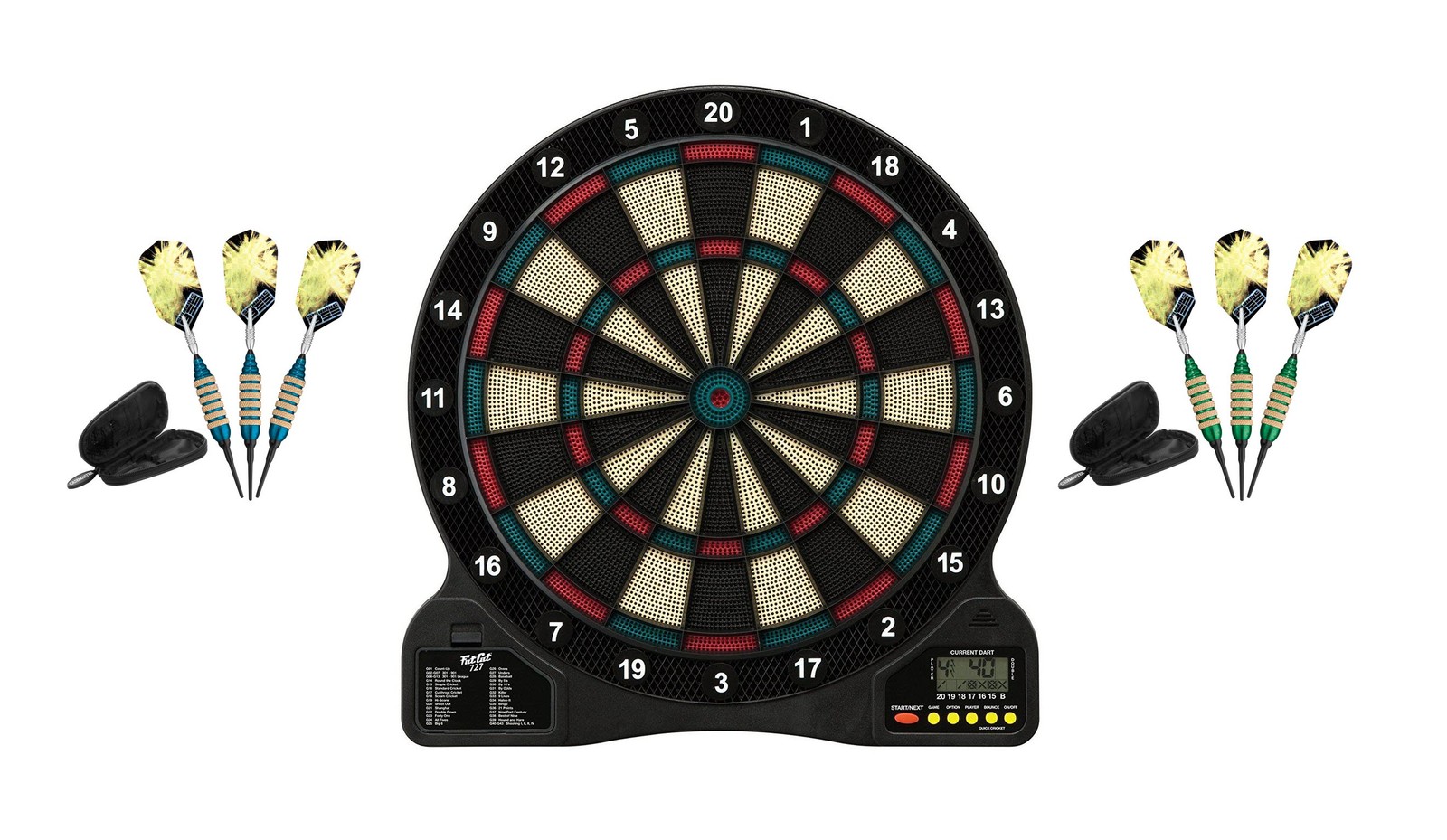 Electronic Soft Tip Dartboard + Bee Blue Darts 16 Grams + Bee Green Darts