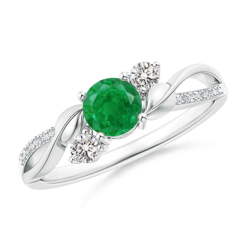 Emerald Gemstone Sister Three-stone Heart Chakra New Ring Size 7 Sterling Silver