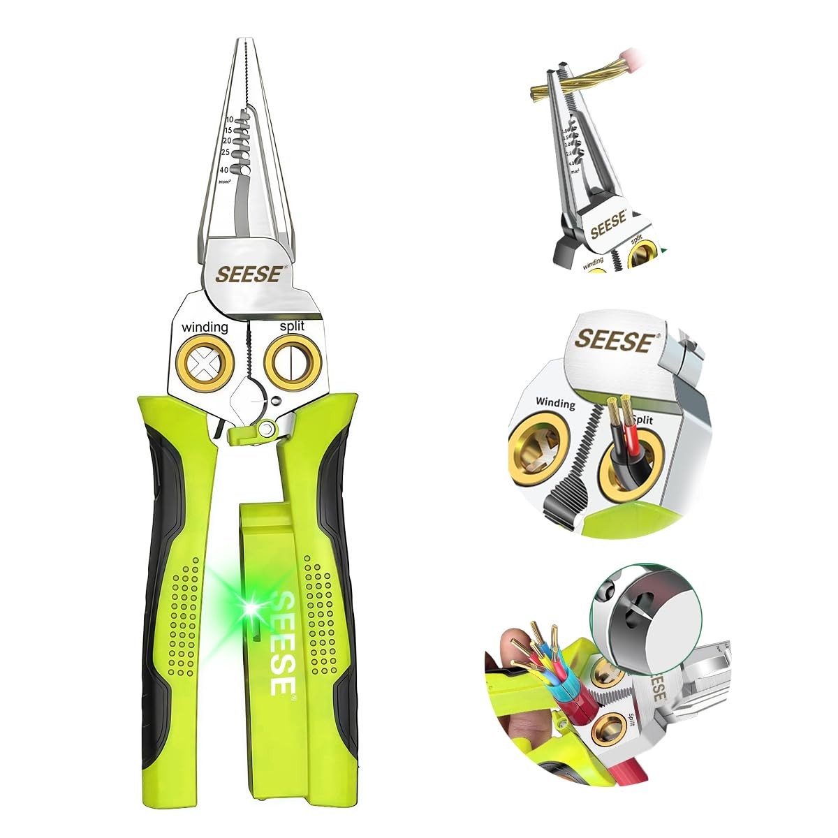 8-in-1 Wire Stripper for Electrician: Needle Nose Pliers with Voltage Tester ...