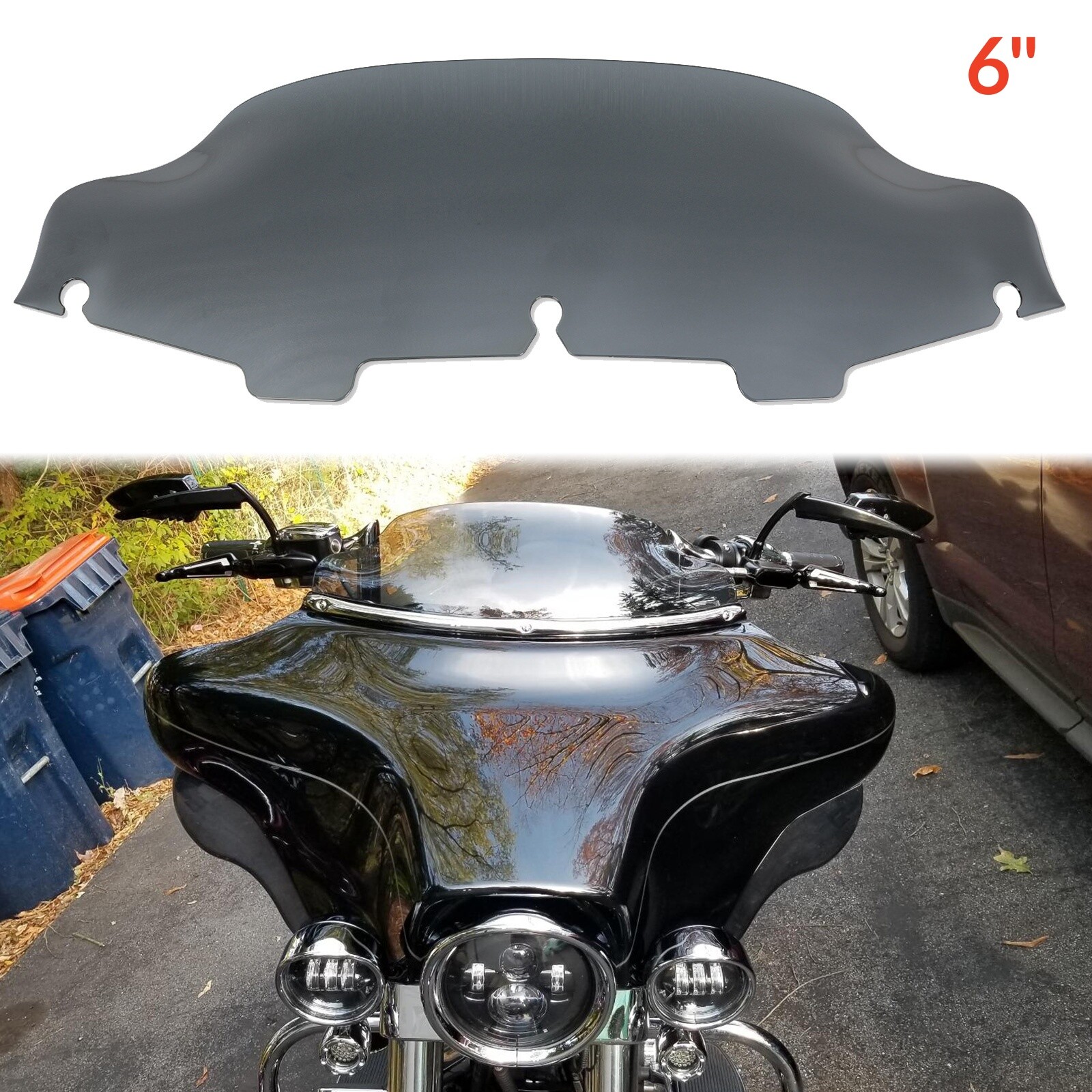 6" Smoke Wave Windshield Windscreen For Harley CVO Street Electra Glide 96-2013
