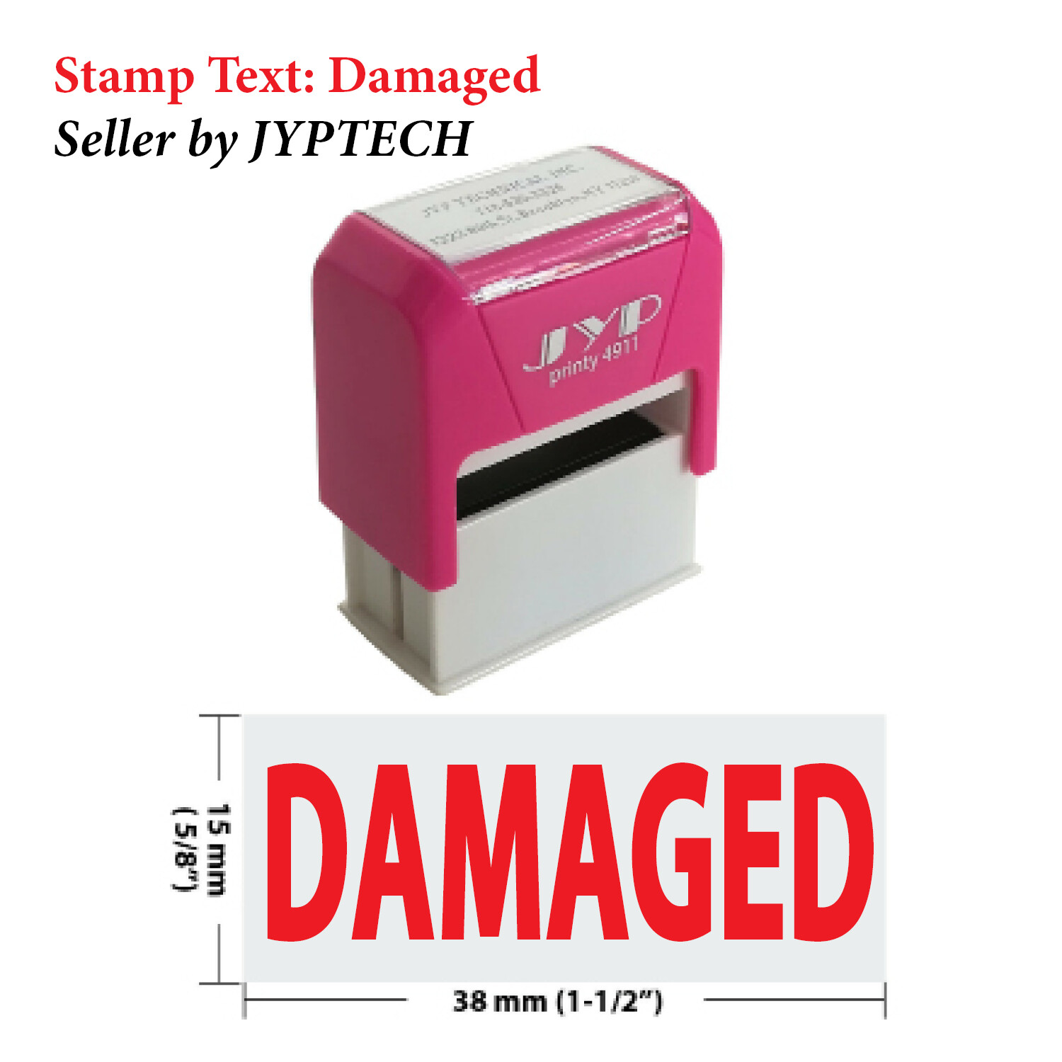 Damaged - JYP 4911R Self Inking Rubber Stamp (Red Ink)