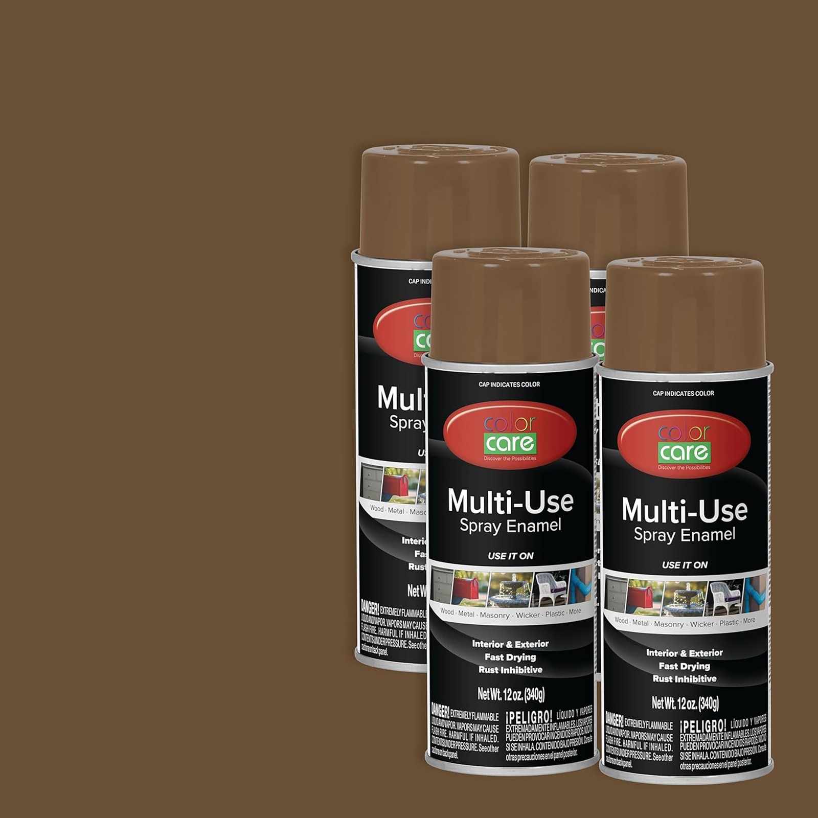 Color Care Spray Paint Brown 12 oz- 4 pack