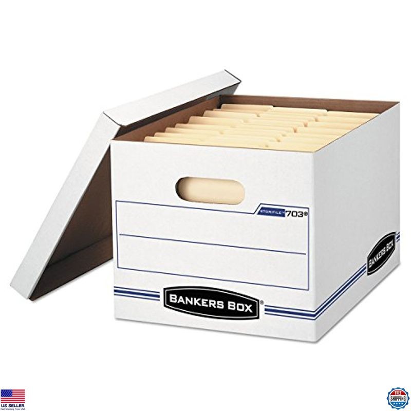 Bankers Box Stor/File Storage Boxes - Letter/Legal Size, White, 6-Pack, Durable