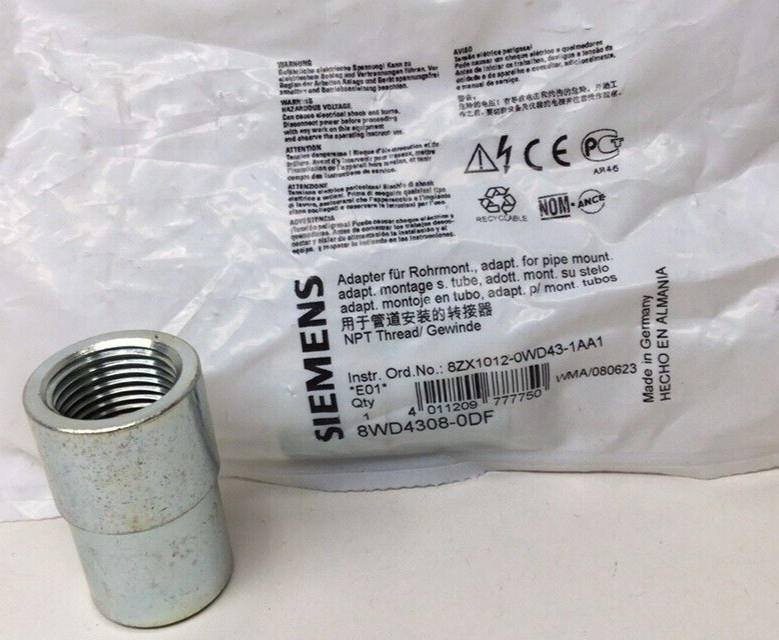 Siemens 8WD4308-0DF Pipe Mount Adapter 1/2" FNPT X 11/16" Straight Bore