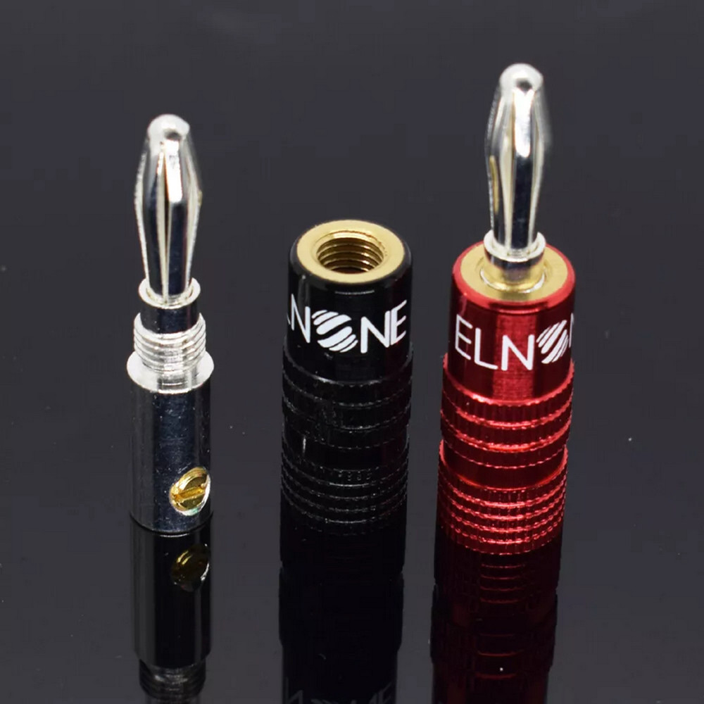 2pcs ELNONE High Quality Silver Plated Speaker Banana Plug Male Audio Connector