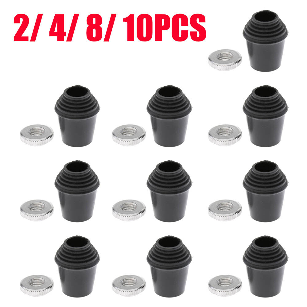 2/4/8/10pcs Threaded Bass Drum Spur / Floor Tom Leg Tips Rubber Feet w/ Lock Nut