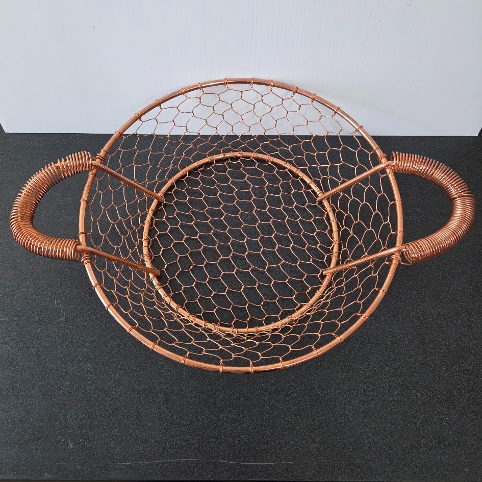 Penny Copper Color Wire Basket With Handles Approximately 3.5" x 17" and ~2 lbs