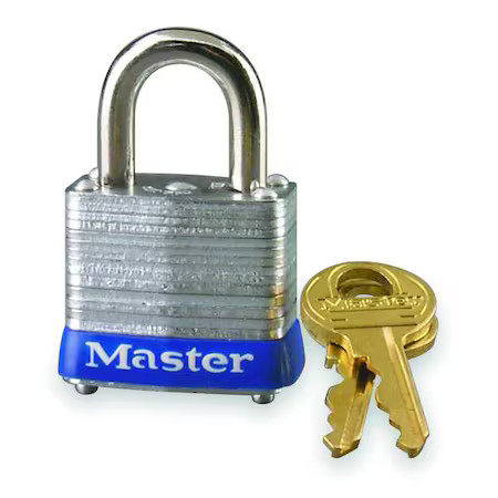 Master Lock 7 Padlock, Keyed Different, Standard Shackle, Rectangular Steel
