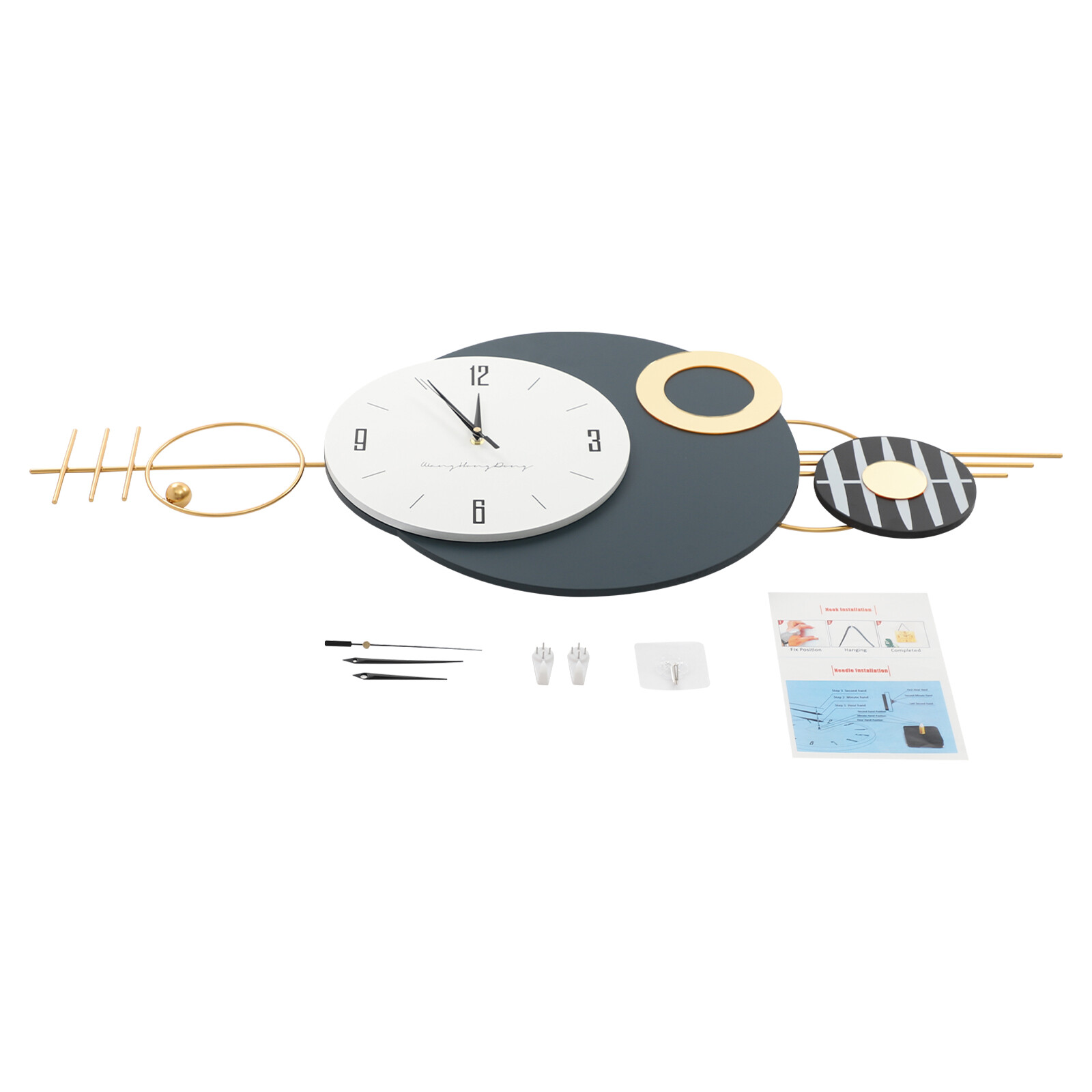 Wall Clock, Modern Decorative Art Clock, Battery Powered Metal Wall Decor Clock