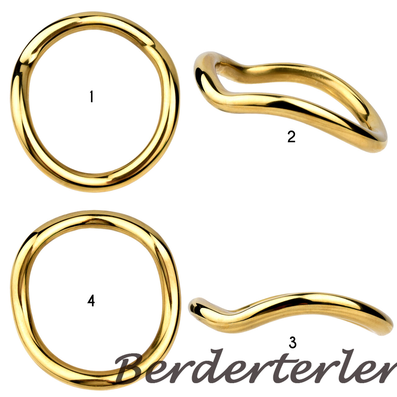 Chrome Golden Metal Rings Delay Ejaculation Curved Rings for Men Ball Stretcher