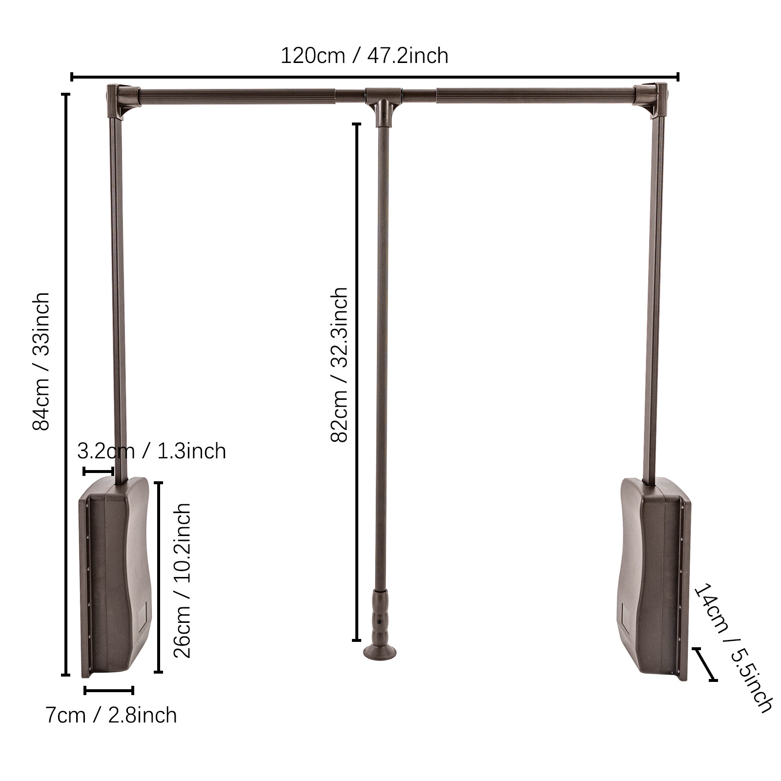 35-47 " Adjustable Closet Rod Closet-Mounted Simple Pull Down Hanger Shelf