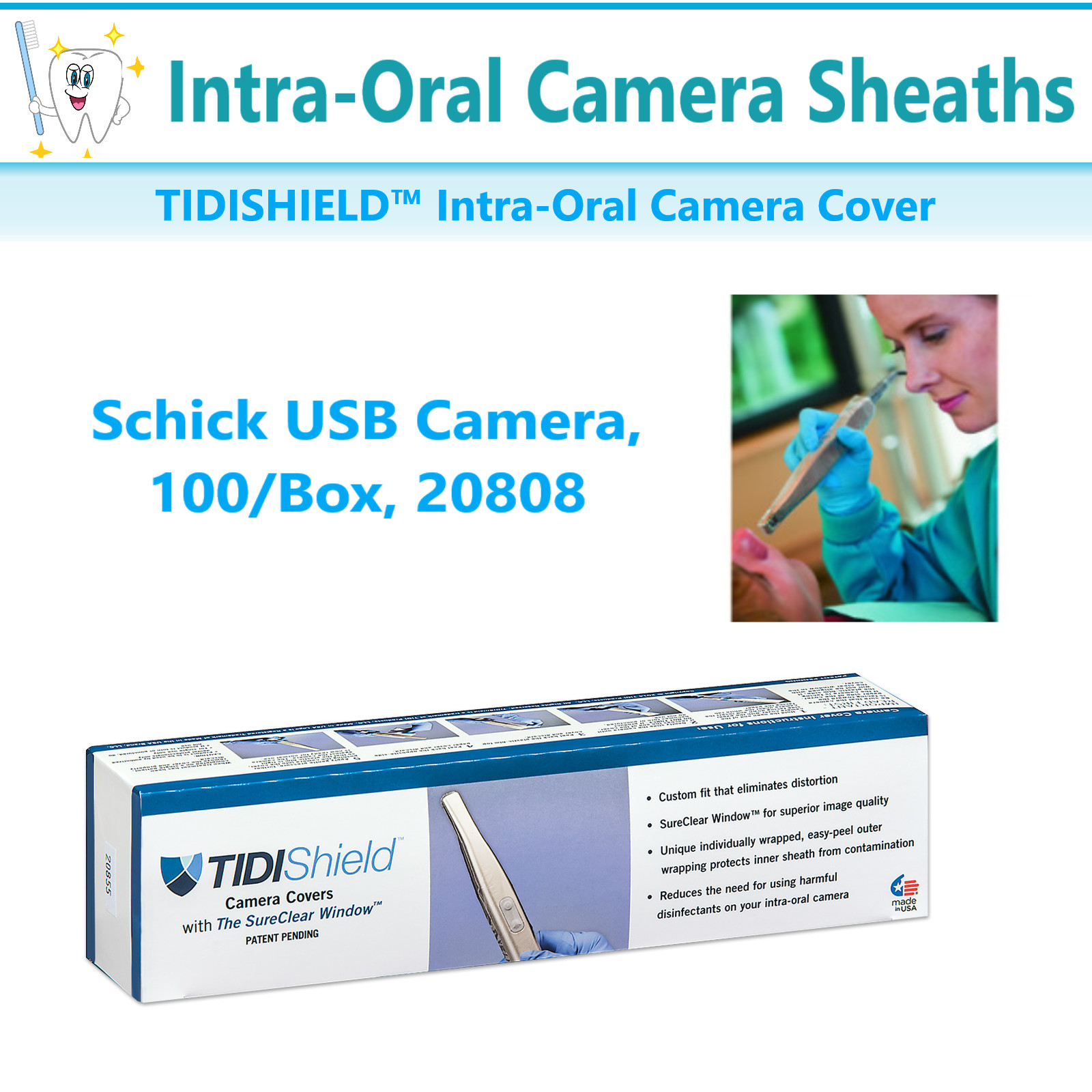 Dental INTRA-ORAL Camera Cover Sheath Schick USB Camera Cover, TIDISHIELD  20808