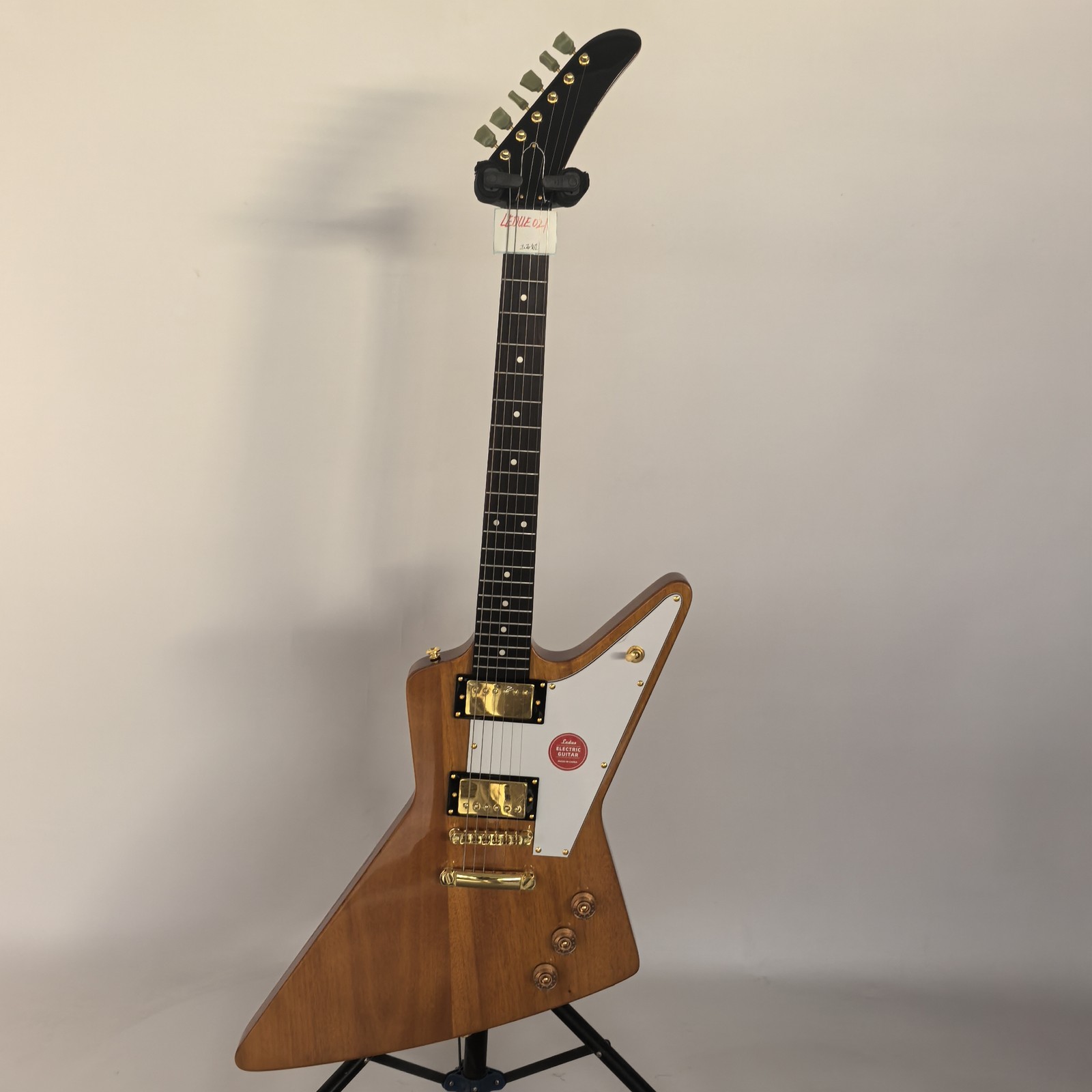 Handmade transparent Yellow 6 Strings E shape Electric Guitar  Korina