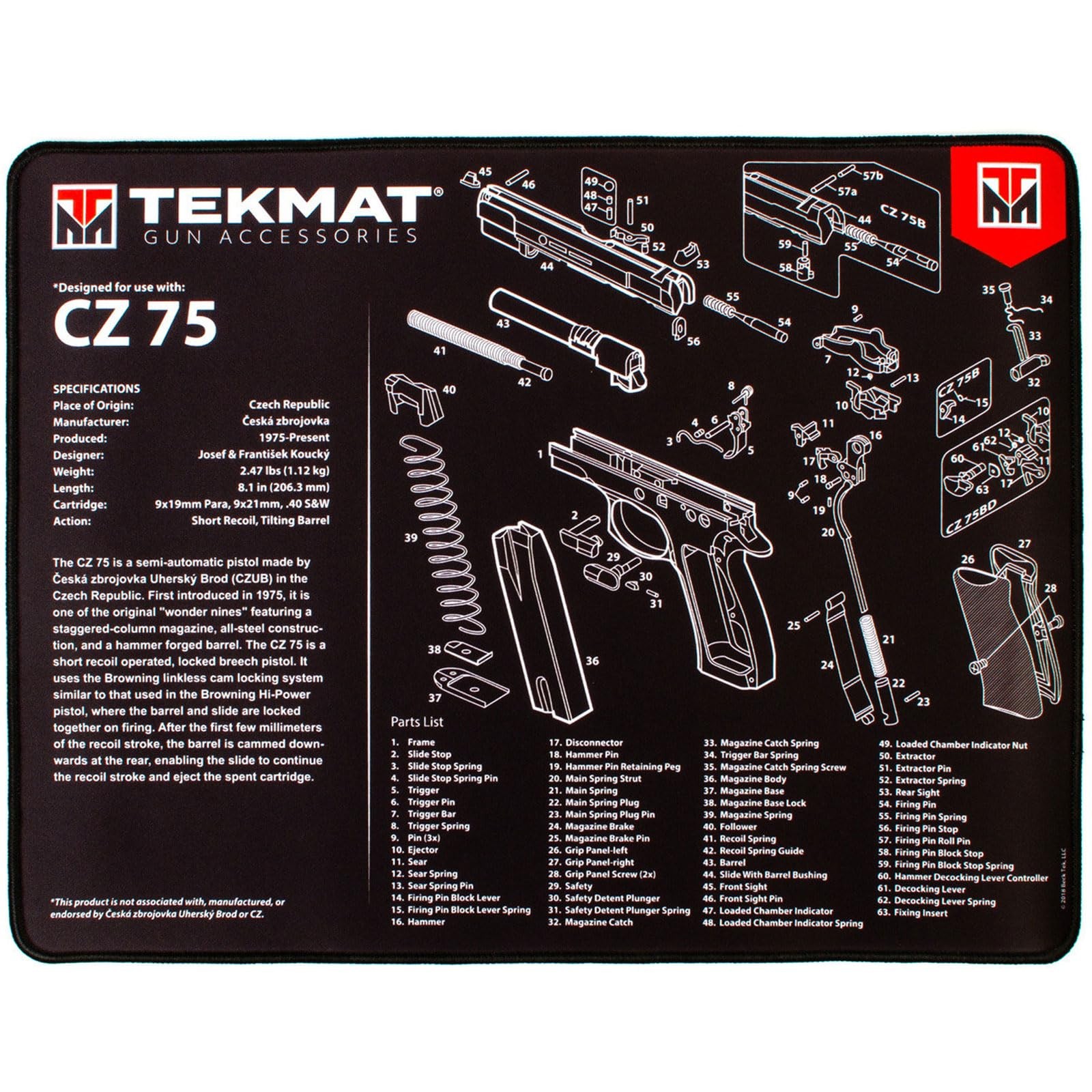TekMat Ultra 20 Premium 15"x20" 1/4" Thick Oil Resistant Non-Slip Waterproof