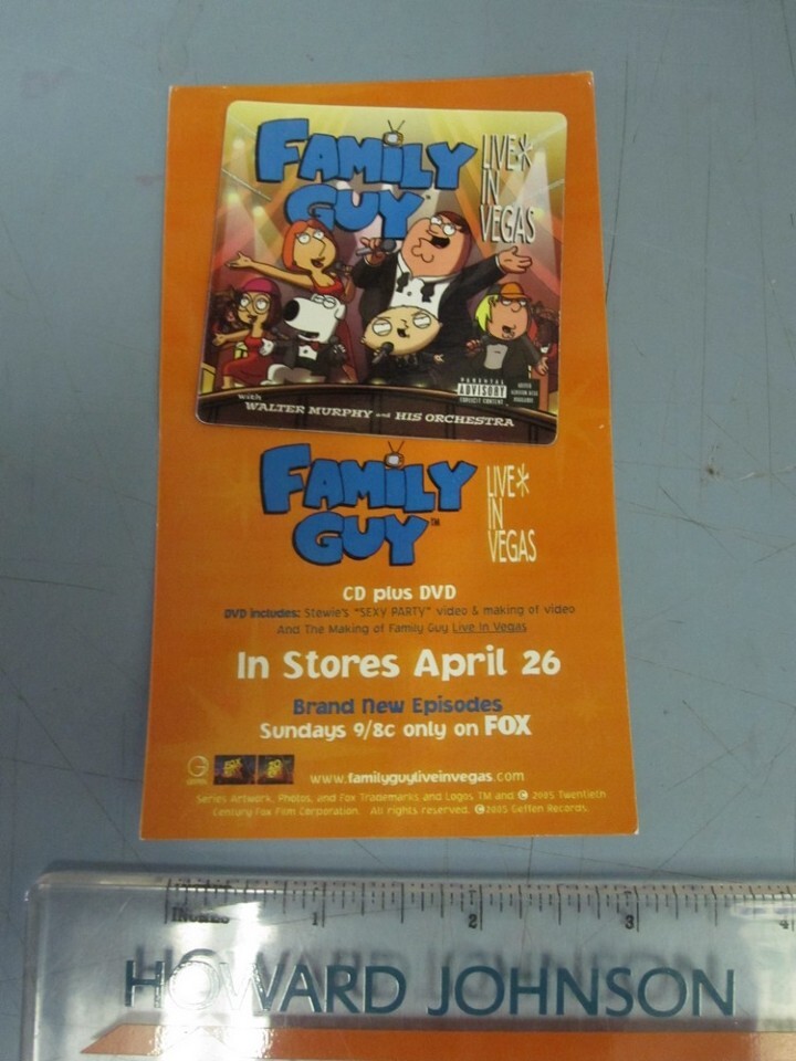 Family Guy 2005 Live in Las Vegas Promo Magnet New Old Stock Flawless Condition