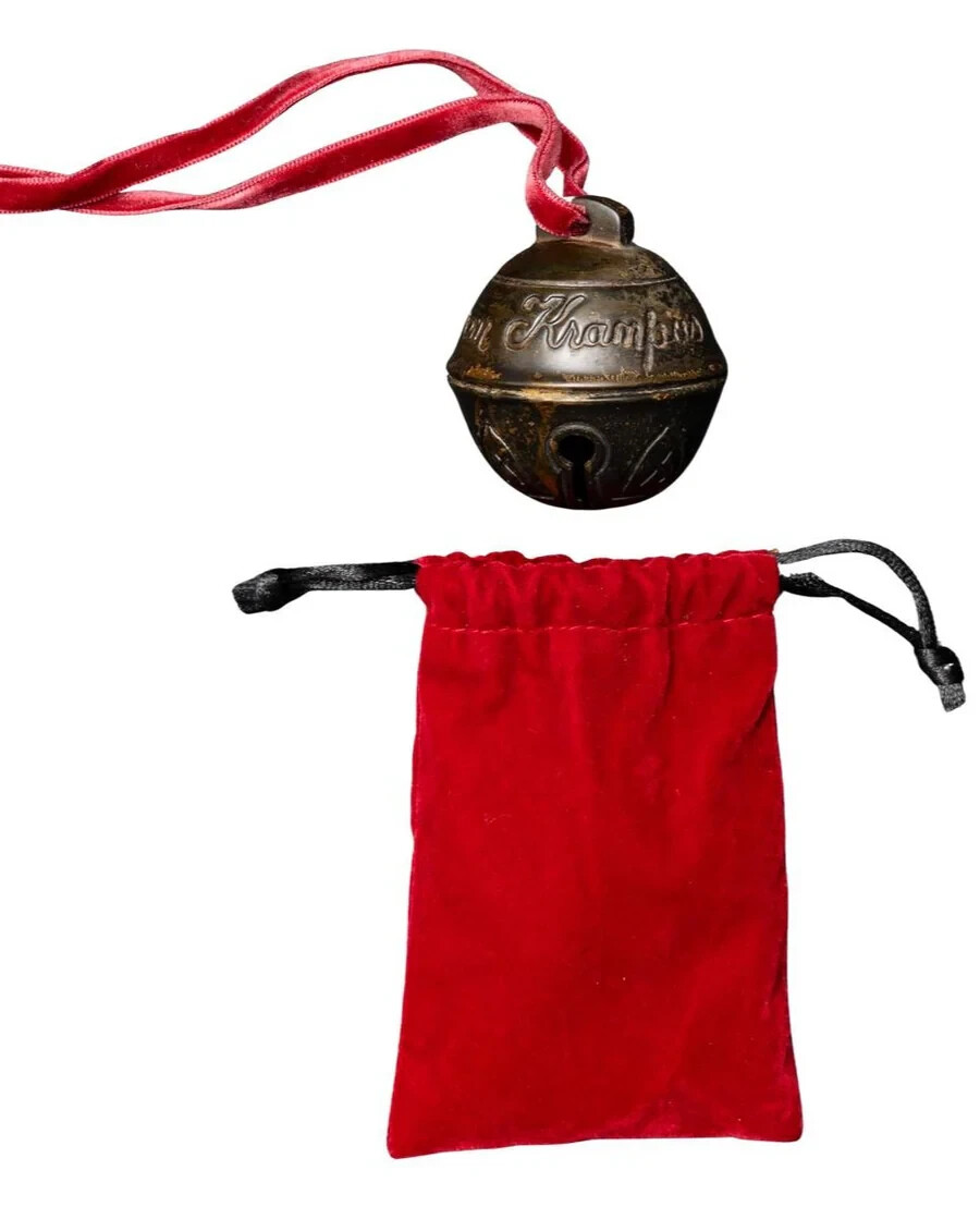 Replica Krampus Bell Cursed Jingle Bell Metal with Red Bag