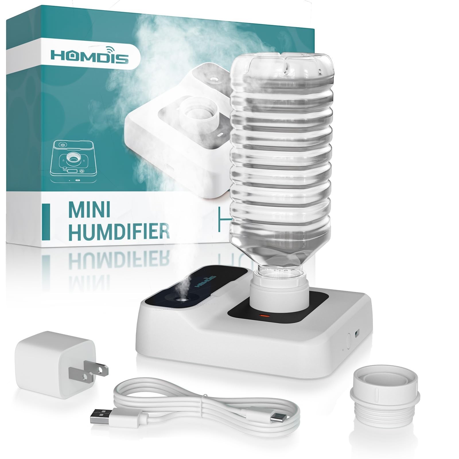 Portable Humidifiers for Travel, Small Mini Humidifier with Auto Shut-Off, White