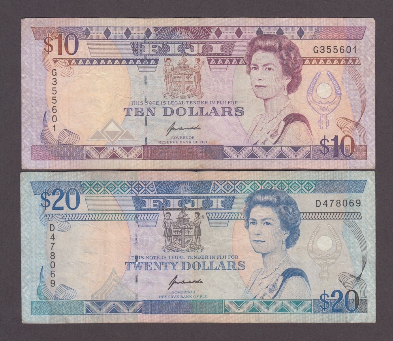 FIJI P.94-95  10+20 DOLLARS QE II  VF WE COMBINE    2508