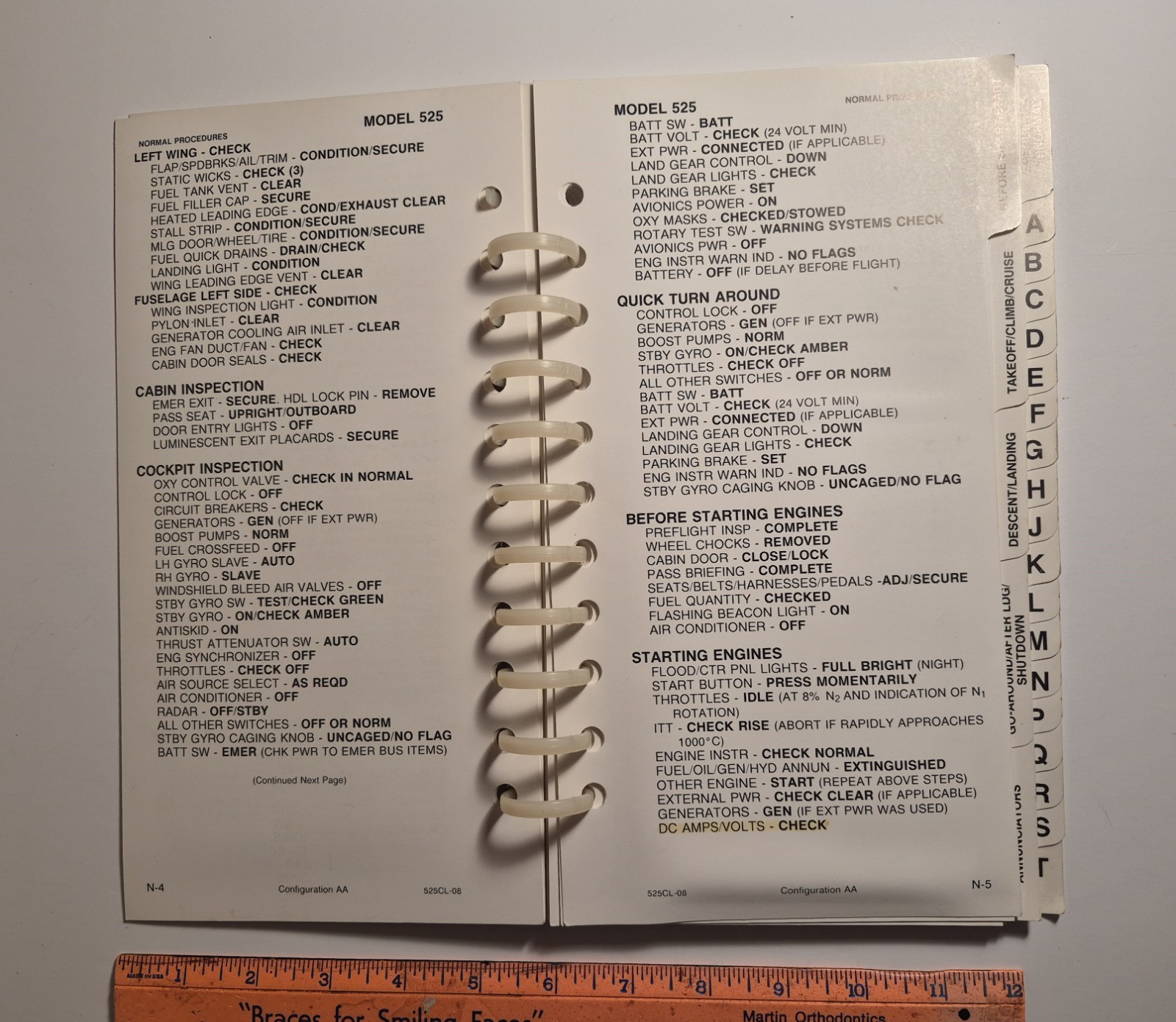 Cessna Citation Jet Pilot Abbreviated Checklist 1997
