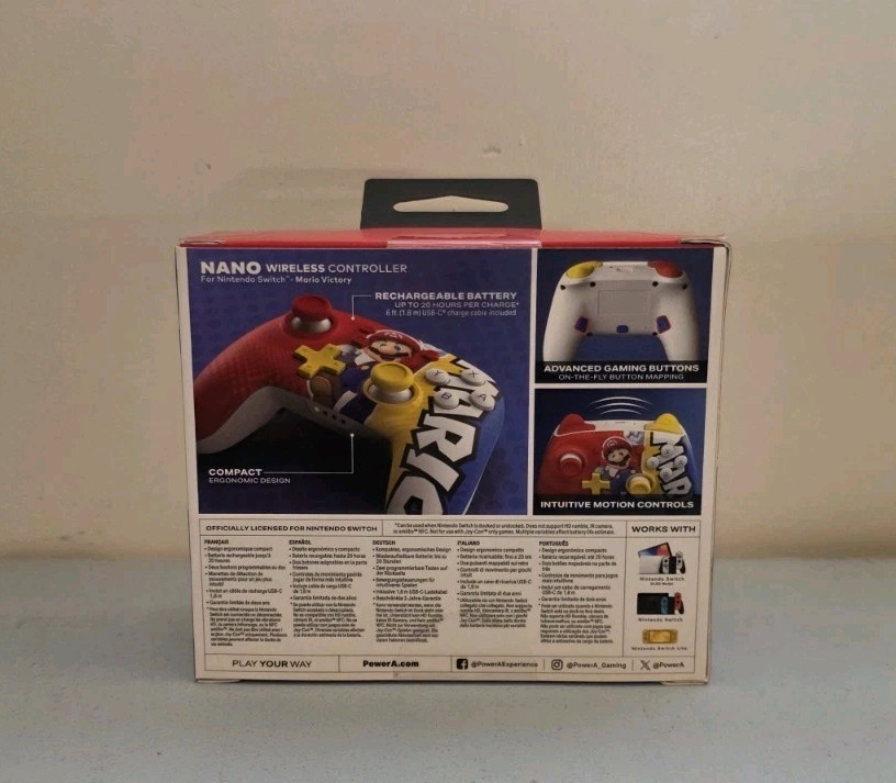 Nintendo Switch PowerA Nano Super Mario Victory Enhanced Wireless Controller New