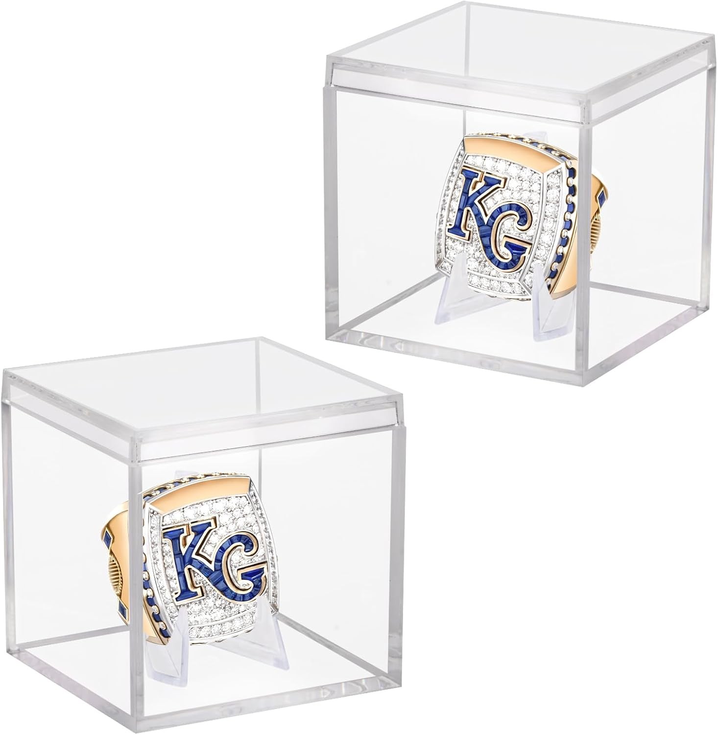2 Pack Clear Acrylic Championship Ring Display Case, 2-Pack,