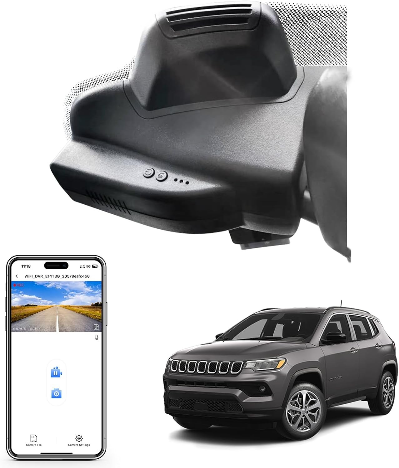 Mangoal Front 4K & Rear 1080P OEM Look Dash Cam For Jeep Compass 2017-2026 GPS